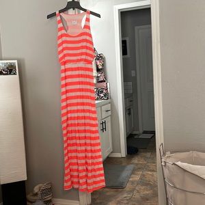 Coral stripped dress